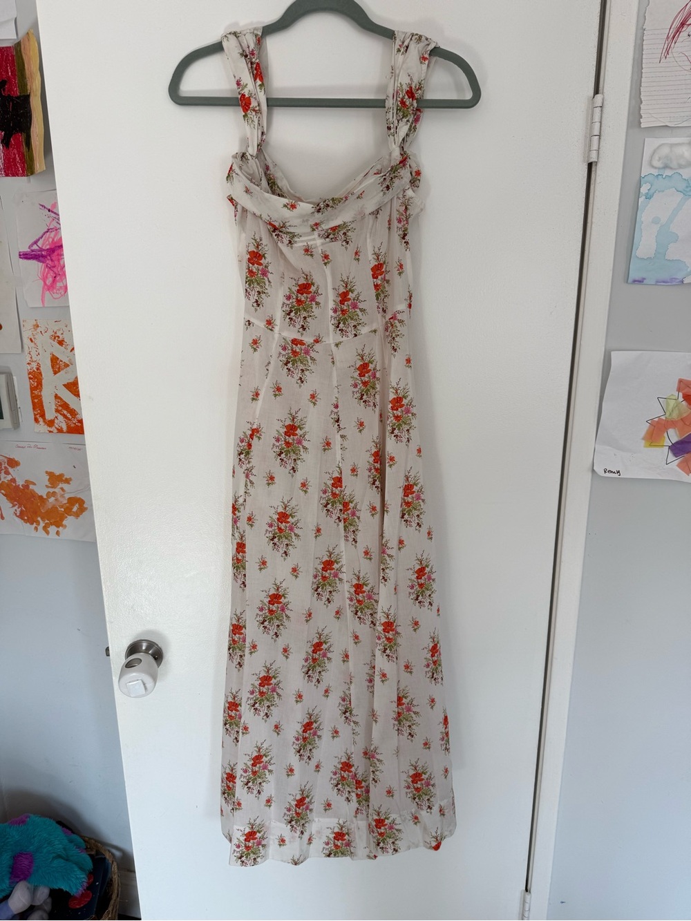 Doen Clea Floral Cream Maxi Dress with Ruffled Straps
